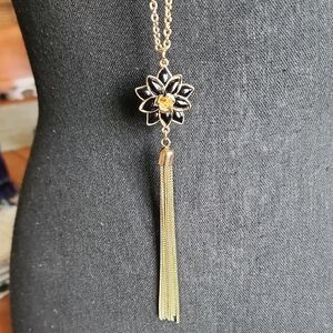 Charisma Gold and Black Intricate Pendant Necklace And Earings
